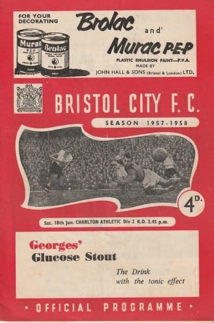 Bristol City v Charlton Athletic 18-Jan-1958