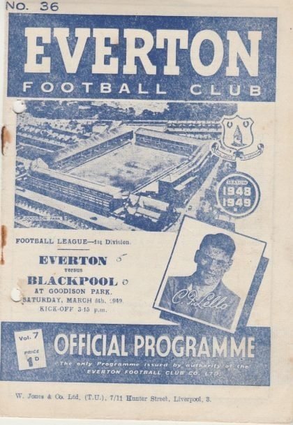 Everton v Blackpool  05-Mar-1949