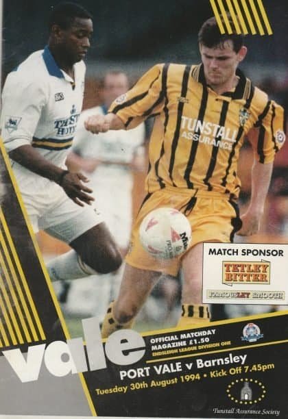 Port Vale v Barnsley  30-Aug-1994