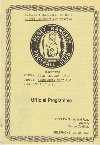 Paget Rangers v Birmingham City 10-Aug-1992