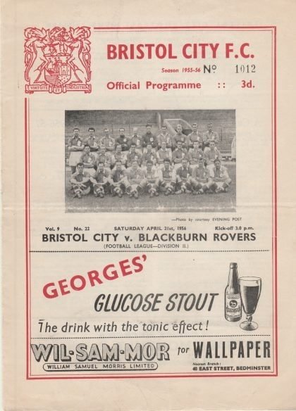 Bristol City v Blackburn Rovers  21-Apr-1956
