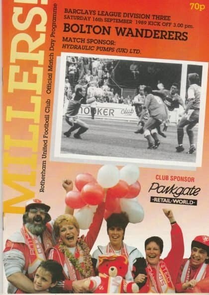 Rotherham United v Bolton Wanderers  16-Sep-1989