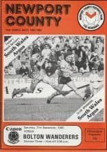 Newport County v Bolton Wanderers  21-Sep-1985