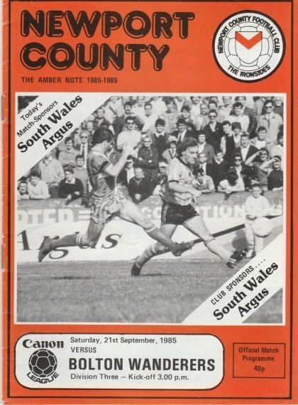 Newport County v Bolton Wanderers  21-Sep-1985