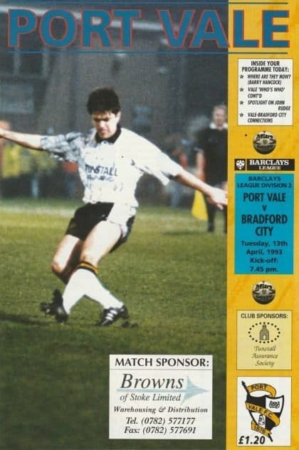 Port Vale v Bradford City 13-Apr-1993