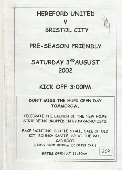 Hereford United v Bristol City  03-Aug-2002