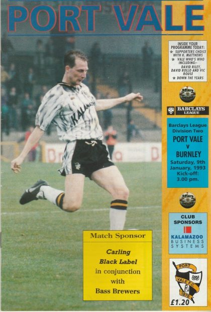 Port Vale v Burnley  09-Jan-1993