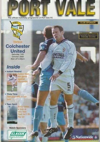 Port Vale v Colchester United  14-Oct-2000