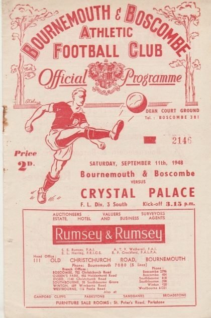 Bournemouth and Boscombe Athletic v Crystal Palace 11-Sep-1948