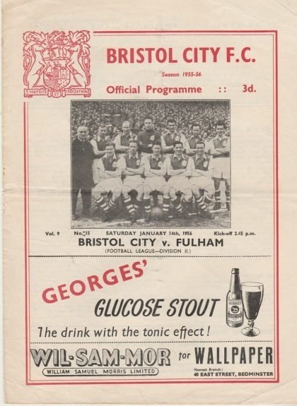 Bristol City v Fulham  14-Jan-1956