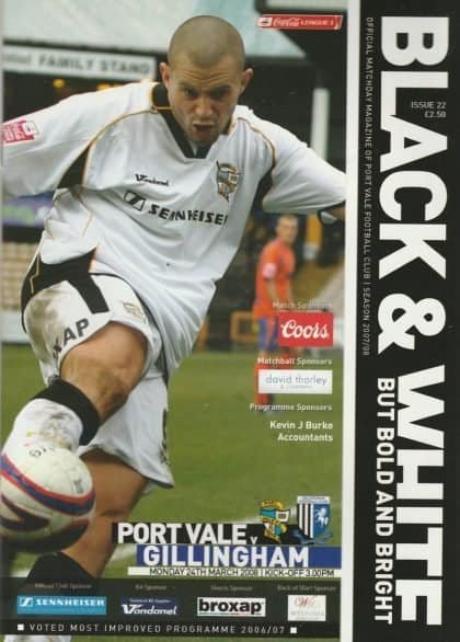 Port Vale v Gillingham 24-Mar-2008