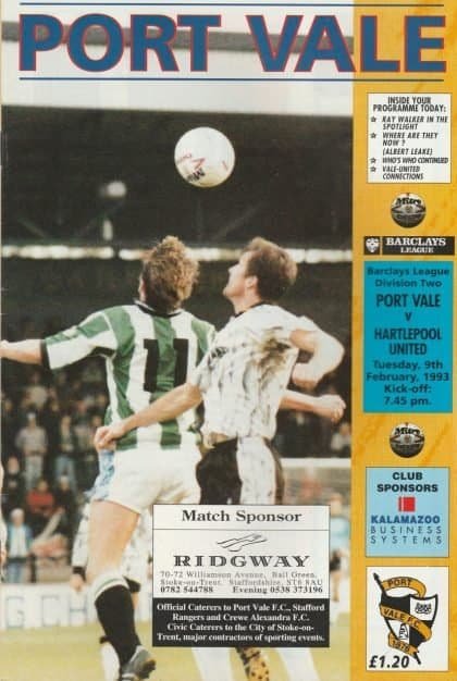 Port Vale v Hartlepool United 09-Feb-1993