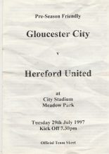 Gloucester City v Hereford United 29-Jul-1997