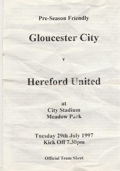 Gloucester City v Hereford United 29-Jul-1997