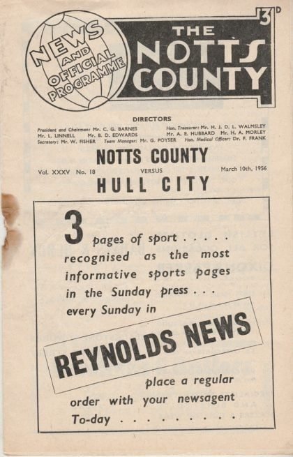 Notts County v Hull City 10-Mar-1956