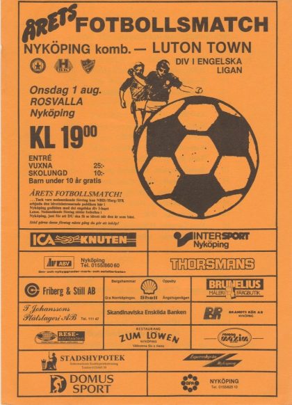 Nyköping Komb v Luton Town   01-Aug-1984