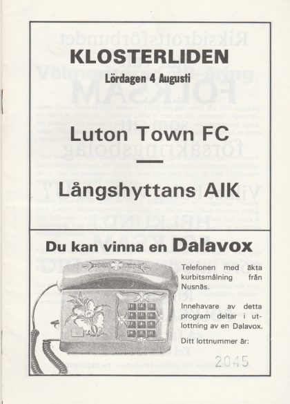 Långshyttans AIK v Luton Town   04-Aug-1984