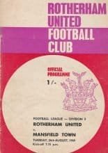Rotherham United v Mansfield Town  26-Aug-1969