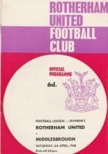 Rotherham United v Middlesbrough   06-Apr-1968