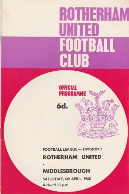 Rotherham United v Middlesbrough   06-Apr-1968