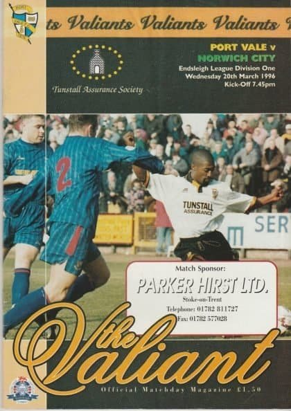 Port Vale v Norwich City 20-Mar-1996