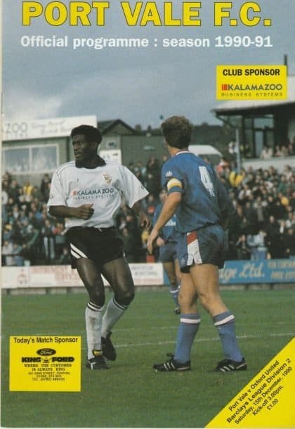 Port Vale v Oxford United 15-Dec-1990