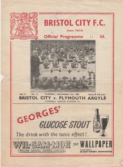 Bristol City v Plymouth Argyle  27-Dec-1955