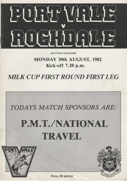 Port Vale v Rochdale 30-Aug-1982