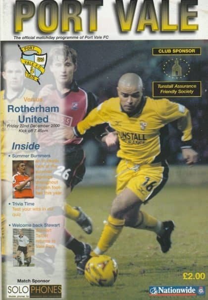 Port Vale v Rotherham United 22-Dec-2000