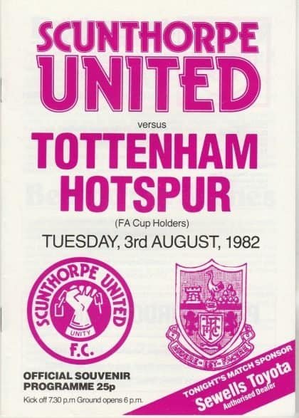 Scunthorpe United v Tottenham Hotspur  03-Aug-1982