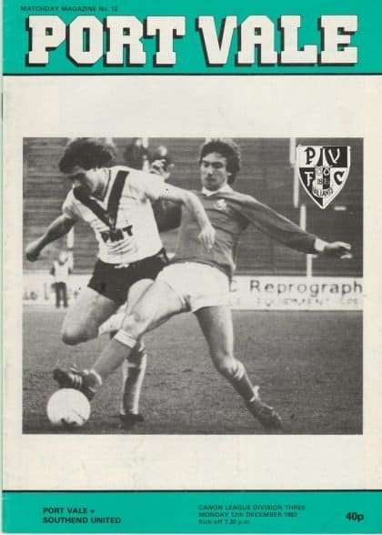 Port Vale v Southend United  12-Dec-1983