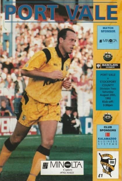Port Vale v Stockport County 29-Aug-1992