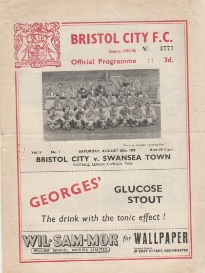 Bristol City v Swansea Town 20-Aug-1955
