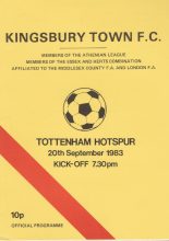 Kingsbury Town v Tottenham Hotspur  20-Sep-1983
