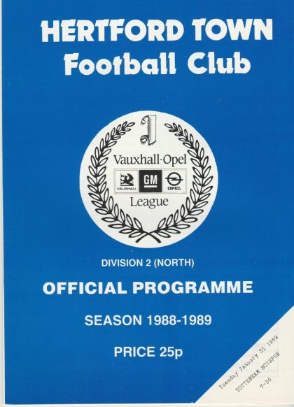 Herford Town v Tottenham Hotspur  31-Jan-1989
