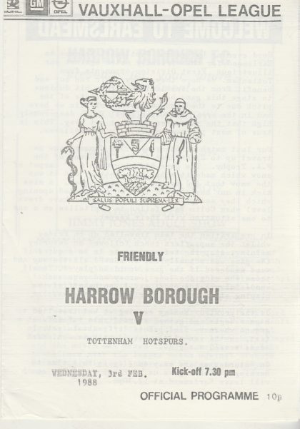 Harrow Borough v Tottenham Hotspur  03-Feb-1988