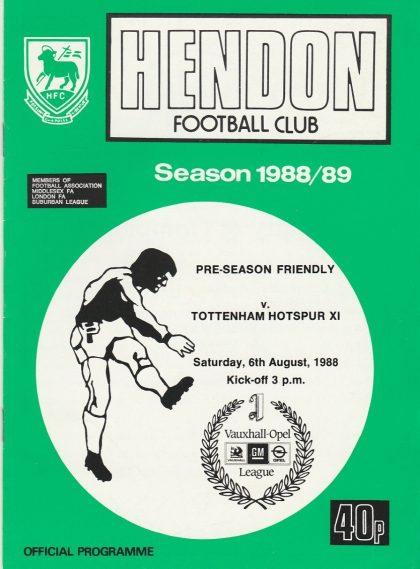 Hendon v Tottenham Hotspur XI   06-Aug-1988
