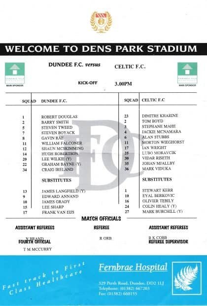 Dundee v Glasgow Celtic 12-Feb-2000