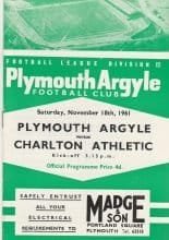 Plymouth Argyle v Charlton Athletic 18-Nov-1961