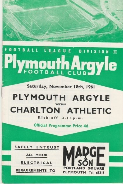 Plymouth Argyle v Charlton Athletic 18-Nov-1961