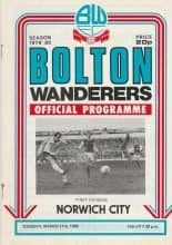Bolton Wanderers v Norwich City 11-Mar-1980