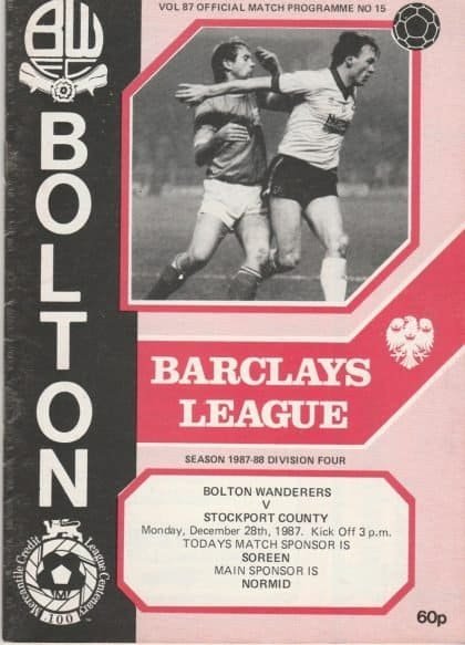 Bolton Wanderers v Stockport County 28-Dec-1987