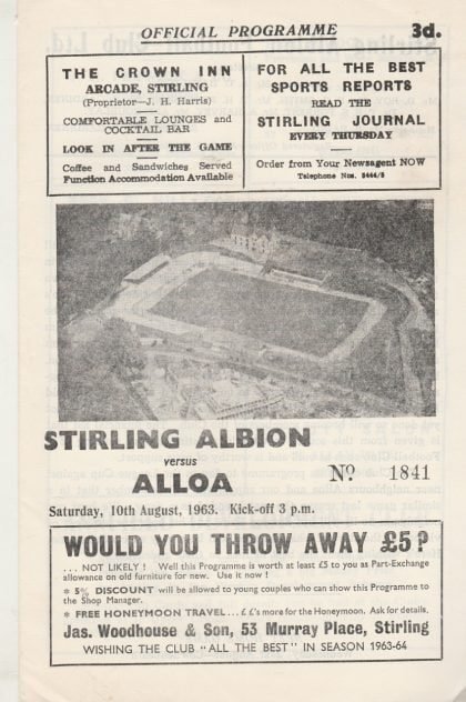 Stirling Albion v Alloa Athletic 10-Aug-1963