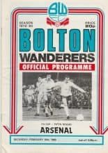 Bolton Wanderers v Arsenal  16-Feb-1980