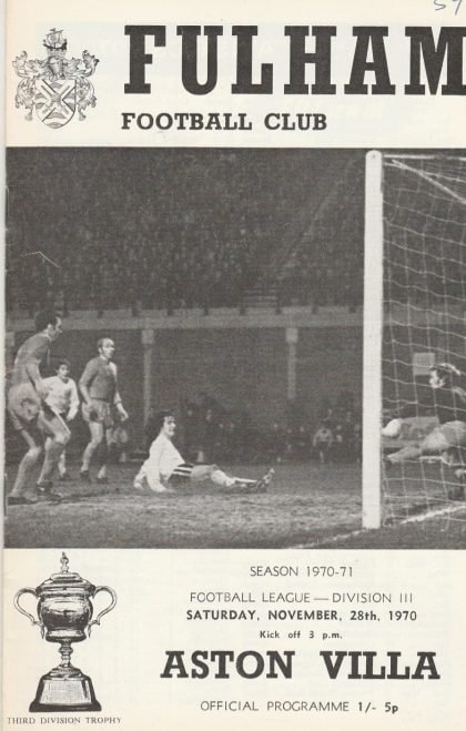Fulham v Aston Villa  28-Nov-1970