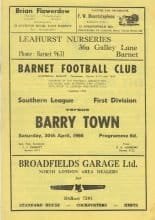 Barnet v Barry Town 30-Apr-1966