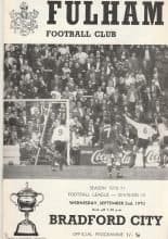 Fulham v Bradford City  02-Sep-1970