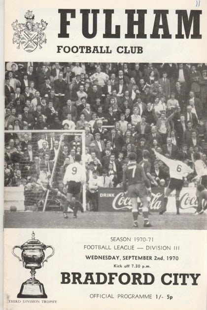 Fulham v Bradford City  02-Sep-1970