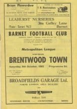 Barnet v Brentwood Town  09-Oct-1965