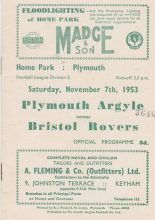 Plymouth Argyle v Bristol Rovers  07-Nov-1953